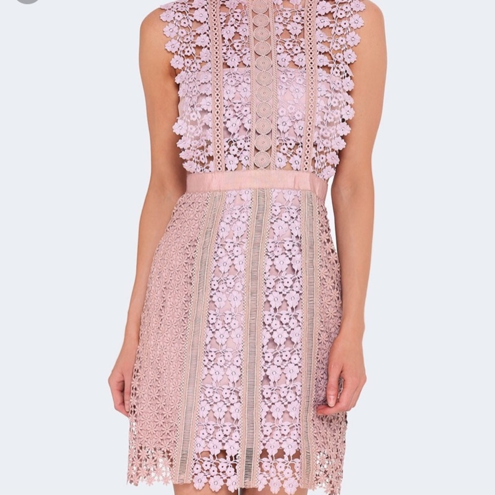 Self-Portrait Pink Daisy Lace Vine Cocktail Dress
